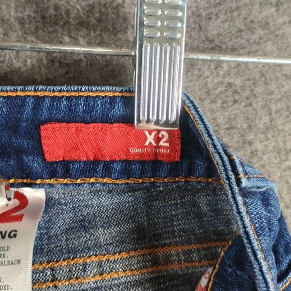 Express X2 Jeans Women 2 Ultra Low Rise Skinny Leg W01 Medium Wash Jewel Accents - Picture 6 of 15